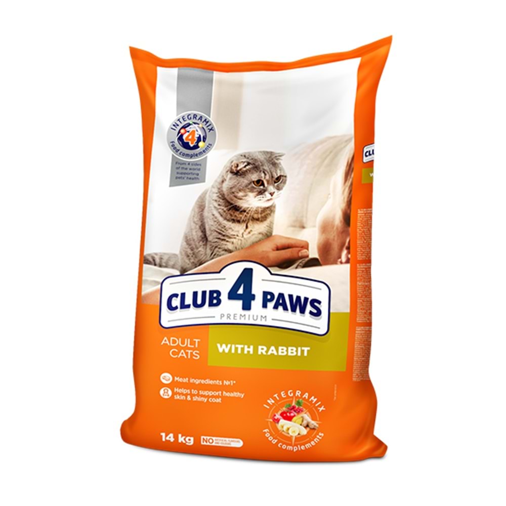 CLUB 4 PAWS PREMİUM TAVŞAN ETLİ YETİŞKİN KEDİ MAMASI 14KG