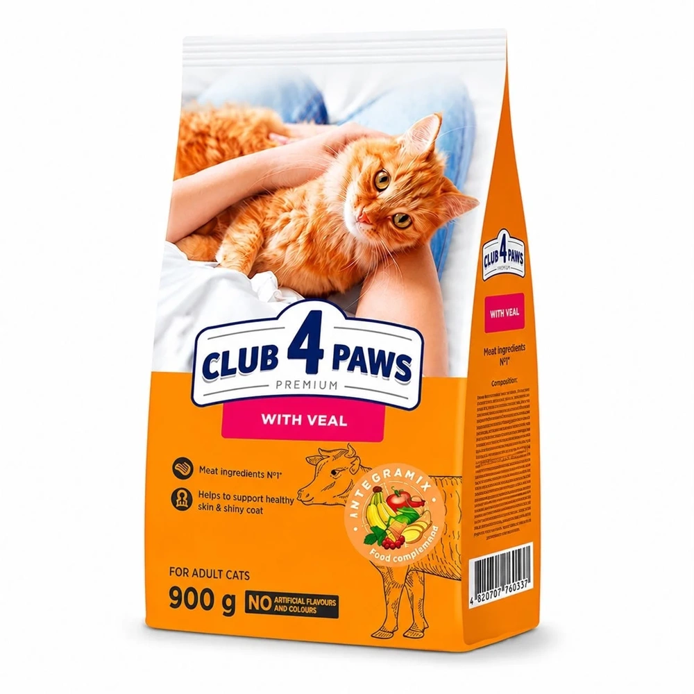 CLUB 4 PAWS PREMİUM DANA ETLİ YETİŞKİN KEDİ MAMASI 900GR