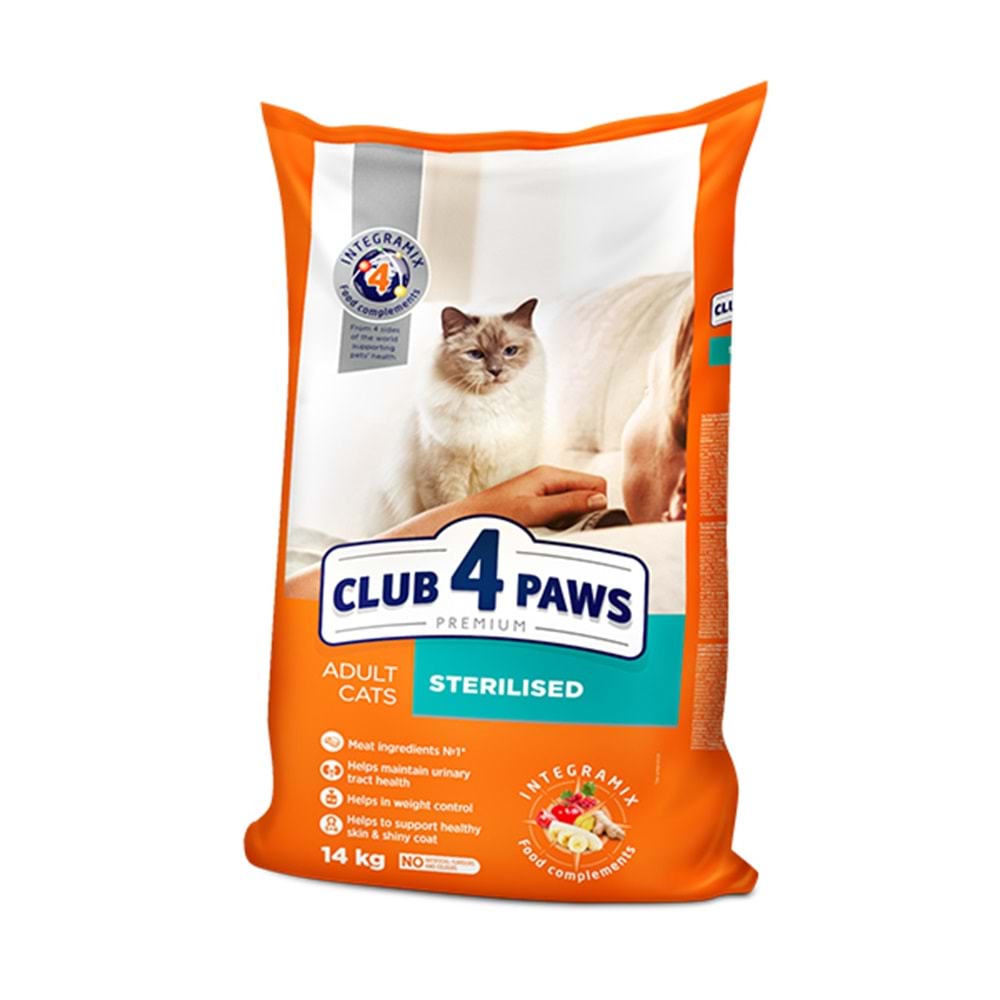 CLUB 4 PAWS PREMİUM TAVUK ETLİ KISIR KEDİ MAMASI 14KG