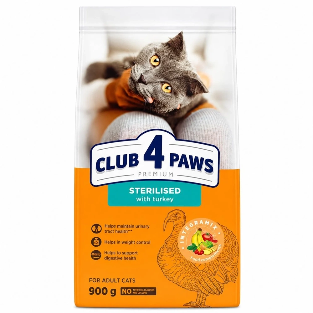 CLUB 4 PAWS PREMİUM HİNDİ ETLİ KISIR KEDİ MAMASI 900GR