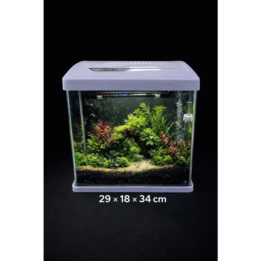 Makro Akvaryum P280B 28 cm İthal komple Set Akvaryum Beyaz (288.190.290mm) 16 L