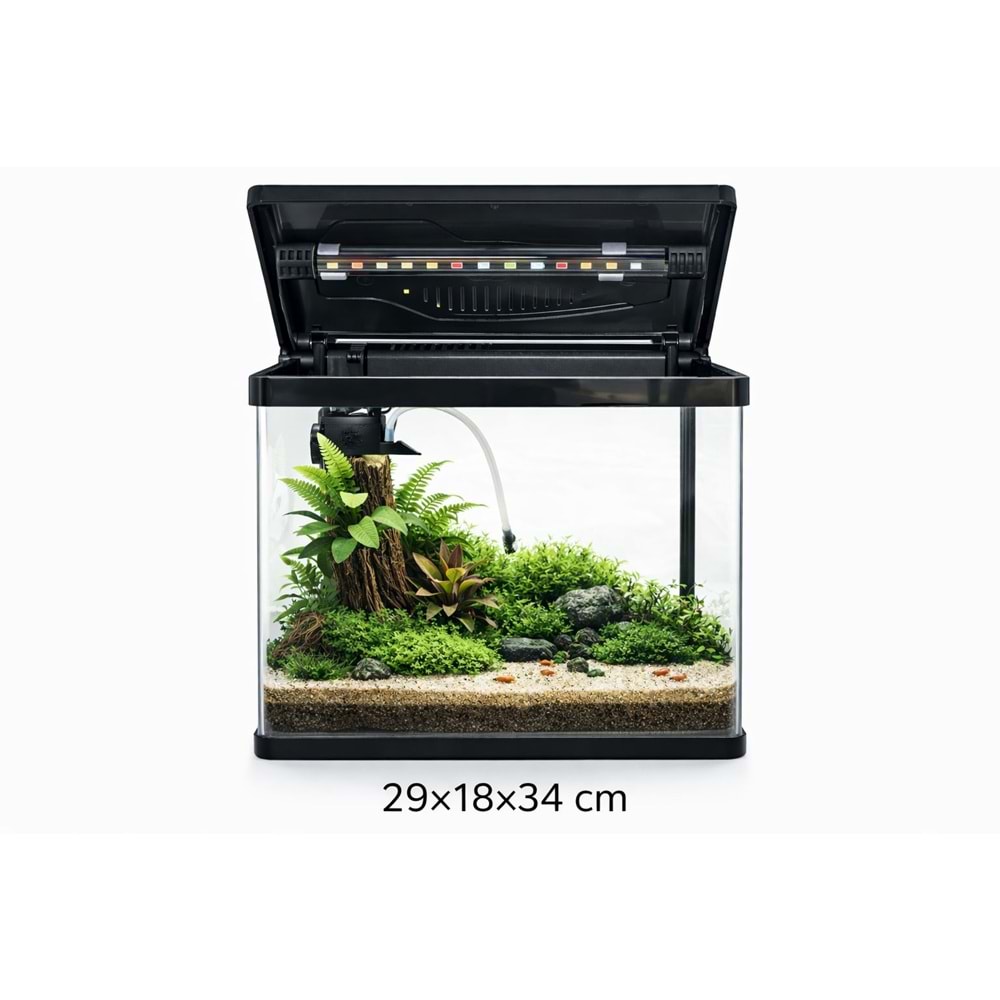 Makro Akvaryum P280S 28 cm İthal komple Set Akvaryum Siyah (289,190,290mm) 16 L