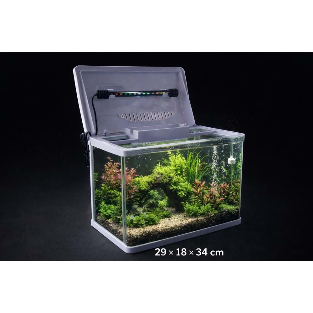 Makro Akvaryum 28 cm İthal komple Set Akvaryum Beyaz
