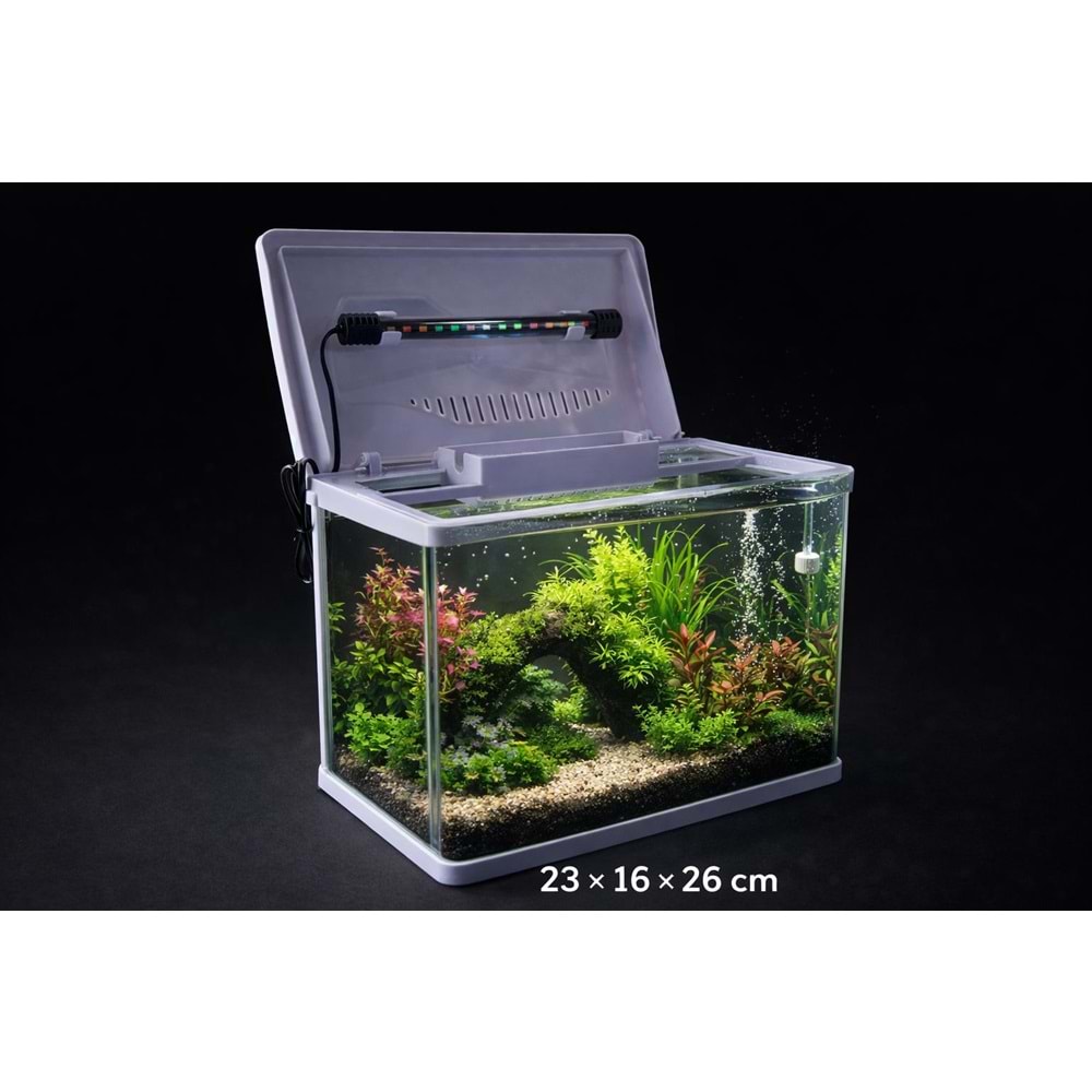 Makro Akvaryum 38 cm İthal Komple Set Akvaryum Beyaz