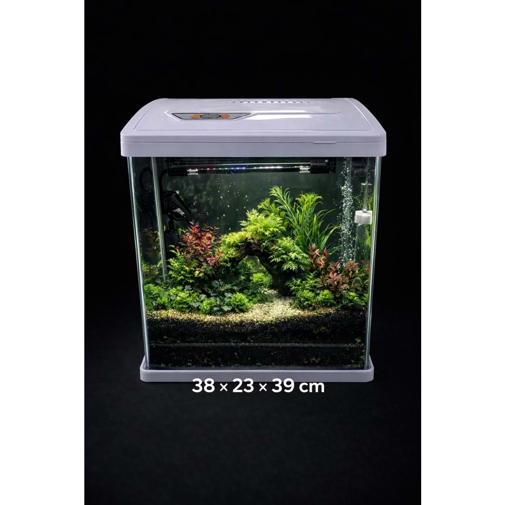 Makro Akvaryum P380B 38 cm İthal Komple Set Akvaryum Beyaz (380,230,390mm ) 24 L