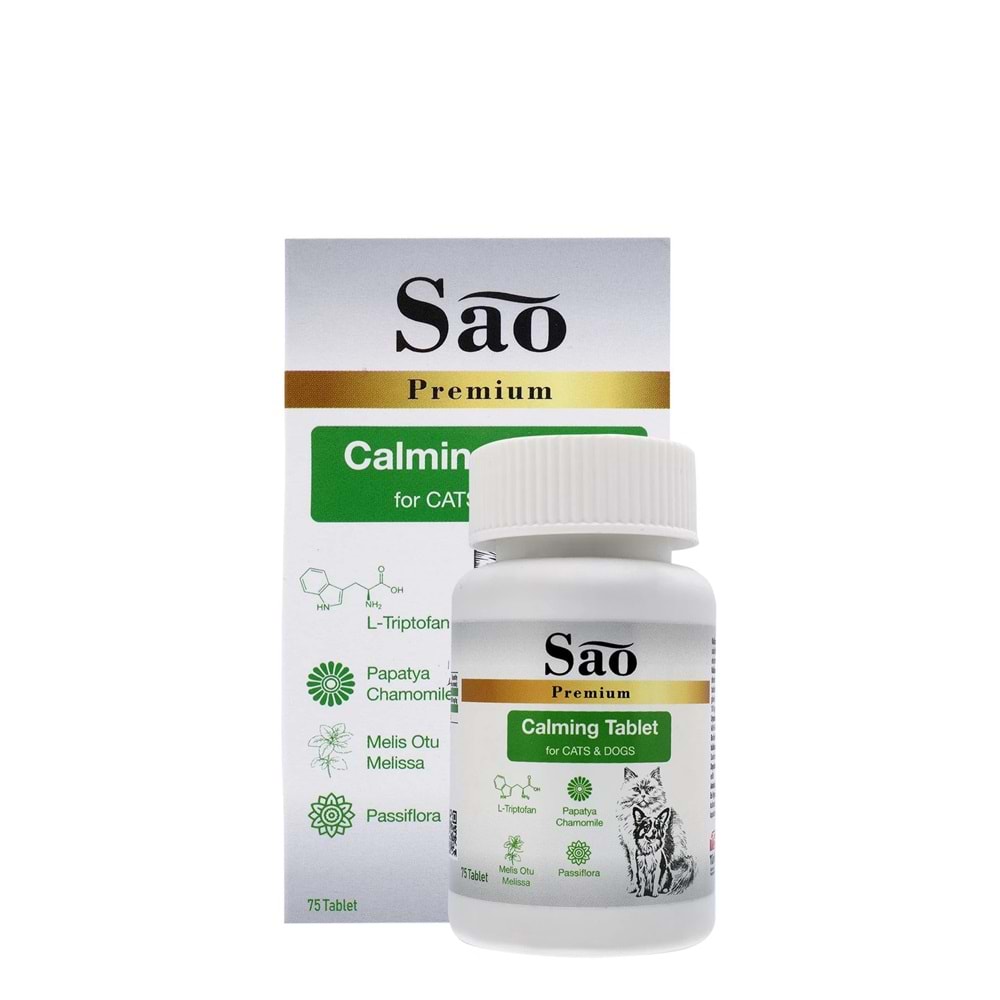 SAO Calming Kedi ve Köpekler İçin Sakinleştirici Çiğnenebilir Tablet 75 Adet