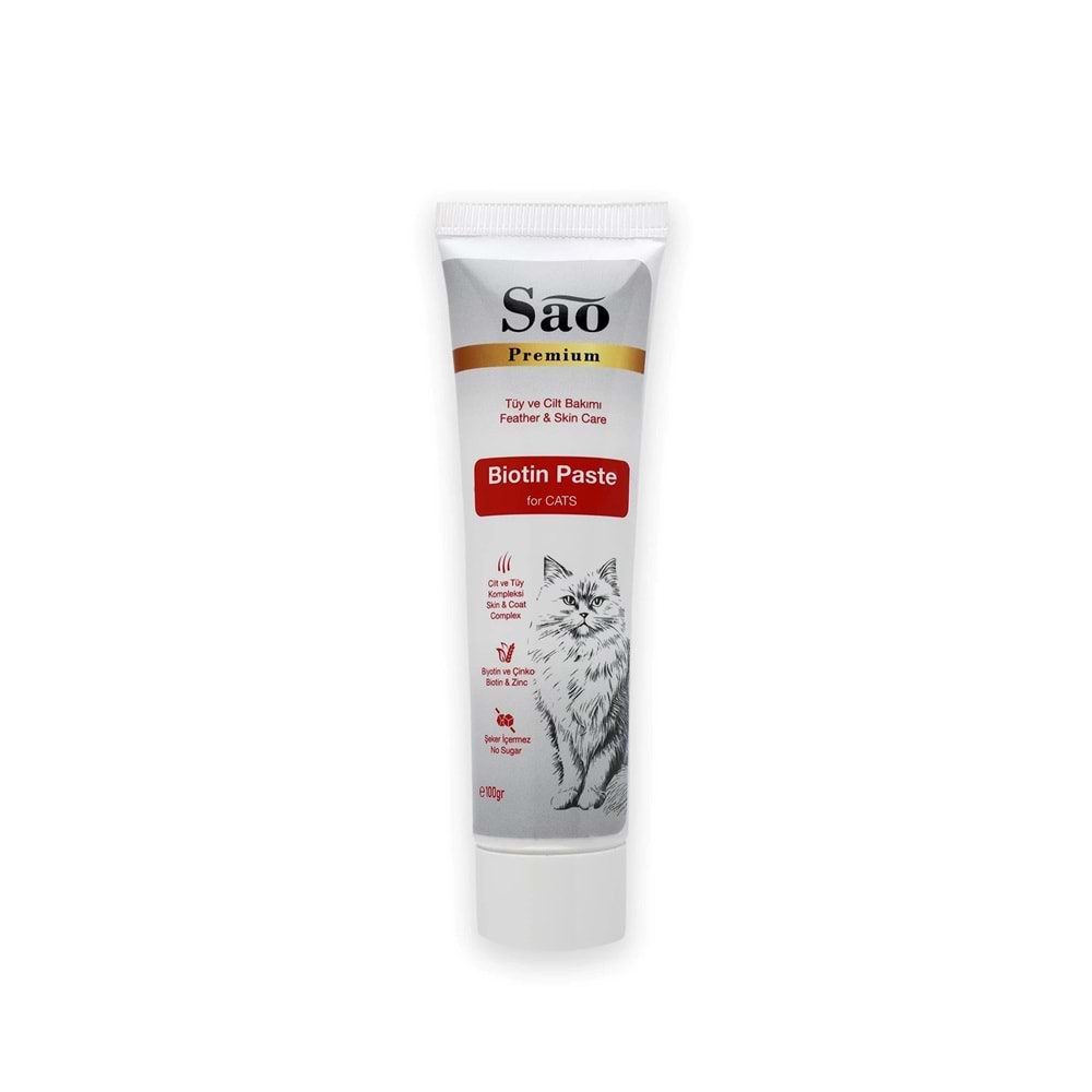 SAO Biotin Paste Kediler İçin Tüy Sağlığı Destekleyici Ve Tüy Dökülmesi Önleyici Malt Macun 100 gr