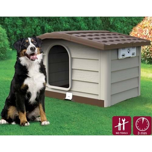 Bama Bungalow Köpek Kulübesi M Bej 89x75x62 cm