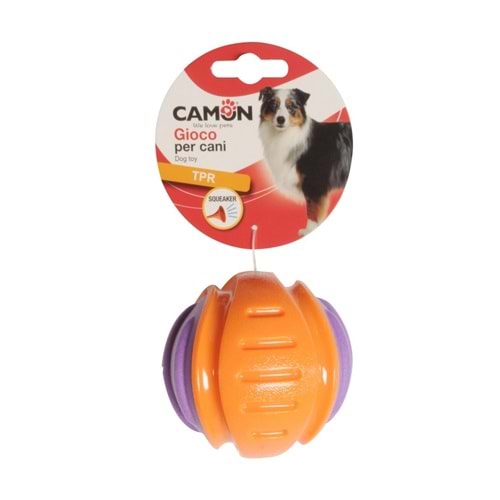 Dog toy - two-tone TPR ball w/squeaker, diam. 7.6cm