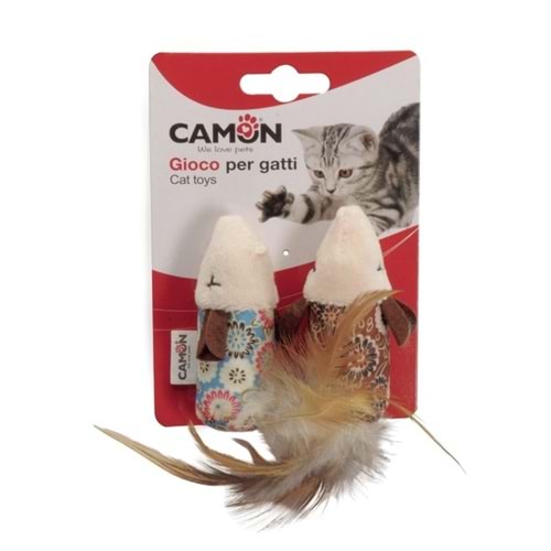 Camon Kedi Oyuncağı Tüylü Çiçekli Fare 2li