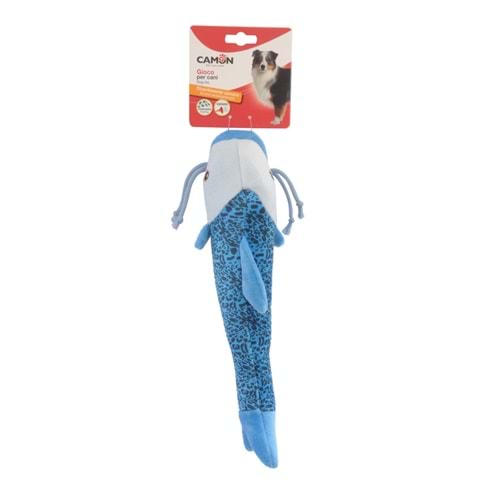 Dog toy - polyester fish with squeaker and rustle, 36cm