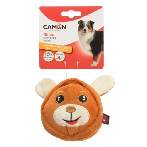 Polyester dog toy, three subjects, Rustling dog head w/squeaker - approx. 10cm