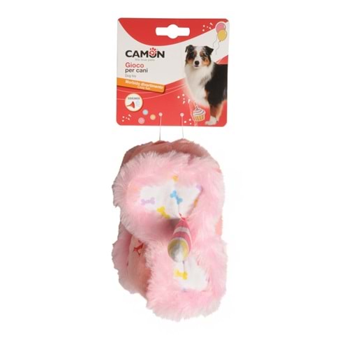 GIOCO cane in poliestere c/squeaker, tortina, approx. 16cm
