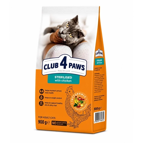 CLUB 4 PAWS PREMİUM SOMON ETLİ KISIR KEDİ MAMASI 900GR