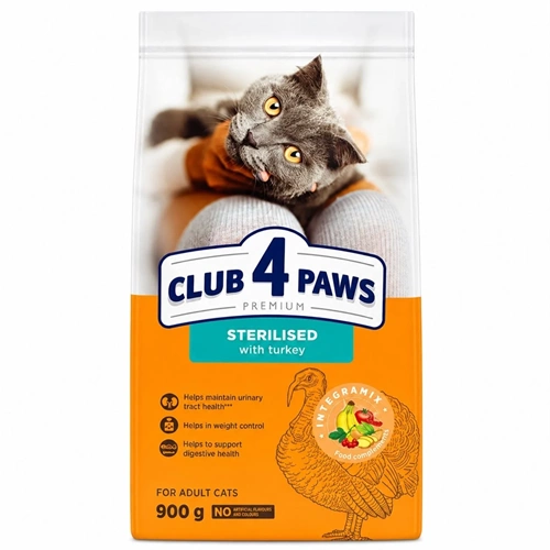 CLUB 4 PAWS PREMİUM HİNDİ ETLİ KISIR KEDİ MAMASI 900GR