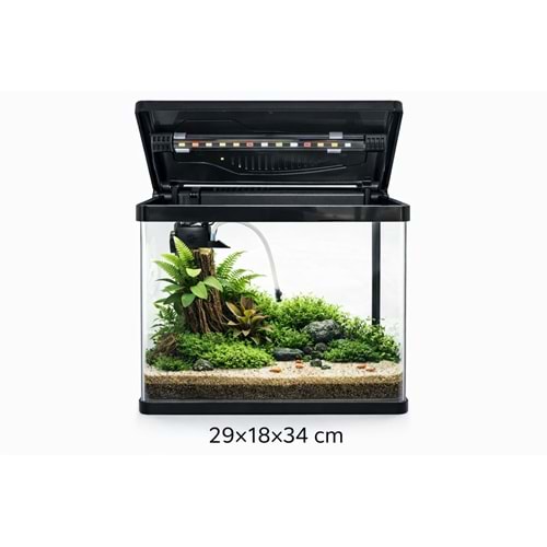 Makro Akvaryum P331 28 cm İthal komple Set Akvaryum Siyah