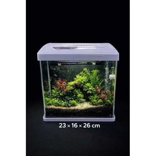 Makro Akvaryum P240 24 cm İthal komple Set Akvaryum Beyaz (238.161,265mm) 7 L