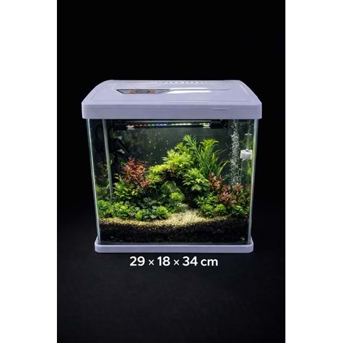 Makro Akvaryum P280B 28 cm İthal komple Set Akvaryum Beyaz (288.190.290mm) 16 L