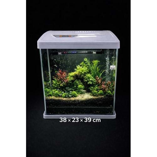 Makro Akvaryum P380B 38 cm İthal Komple Set Akvaryum Beyaz (380,230,390mm ) 24 L