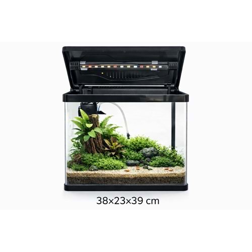 Makro Akvaryum P380S 38 cm İthal komple Set Akvaryum Siyah (380,230,390mm ) 24 L