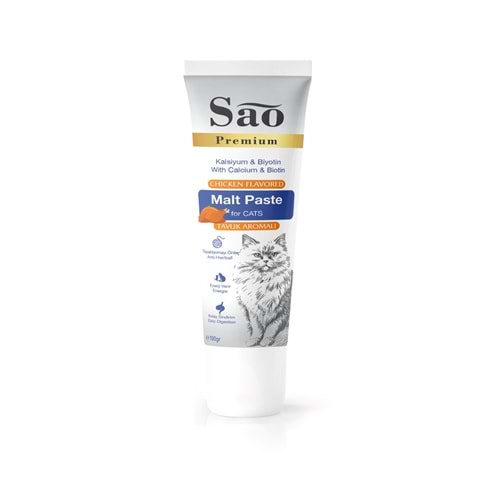 SAO Anti-Hairball Tüy Yumağı Önleyici Tavuk Aromalı Malt Kedi Macunu 100gr