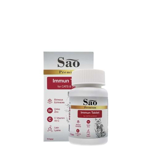 SAO Immune System Kedi ve Köpekler İçin Bağışıklık Sistemi Güçlendirici Tablet 75 Adet