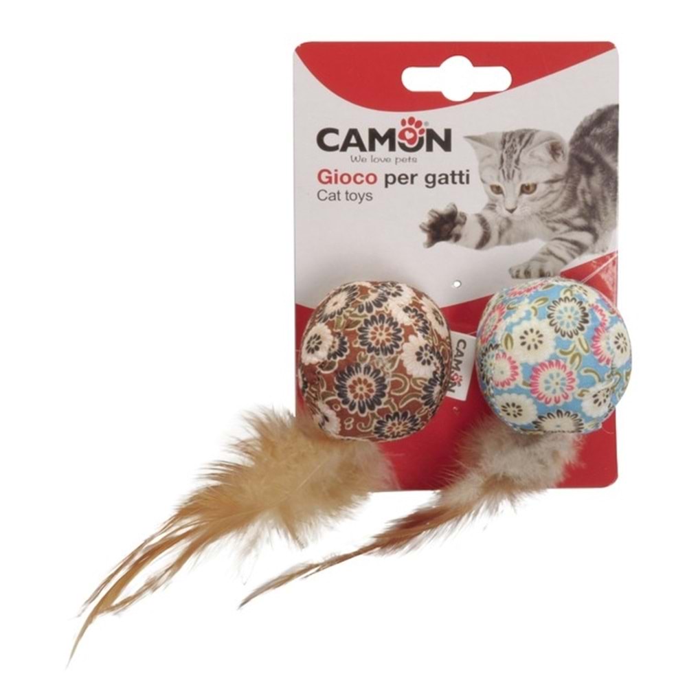 Camon Tüylü Çiçek Desenli Toplar 2li