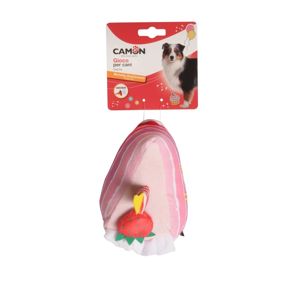GIOCO cane in poliestere c/squeaker, fetta di torta, approx. 25cm