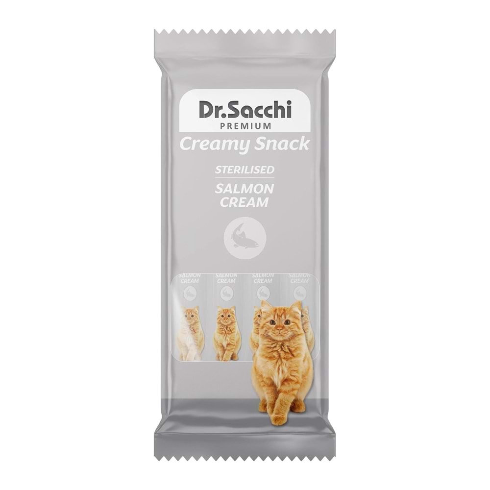 Dr Sacchi Creamy Snack Somonlu Krema Kısırlaştırılmış Kedi Ödülü 4 Adet