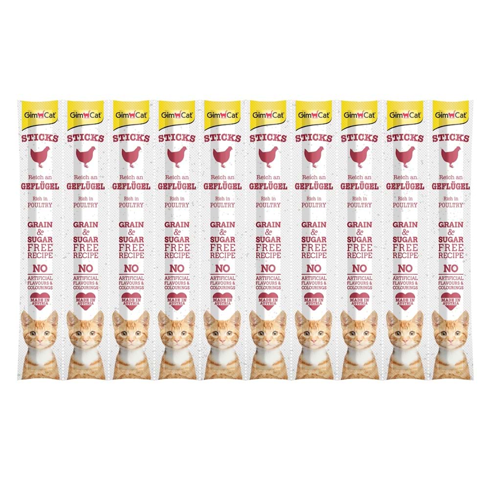 GimCat Sticks Kümes Hayvanı etli Ödül Çubukları 50 gr - 10lu