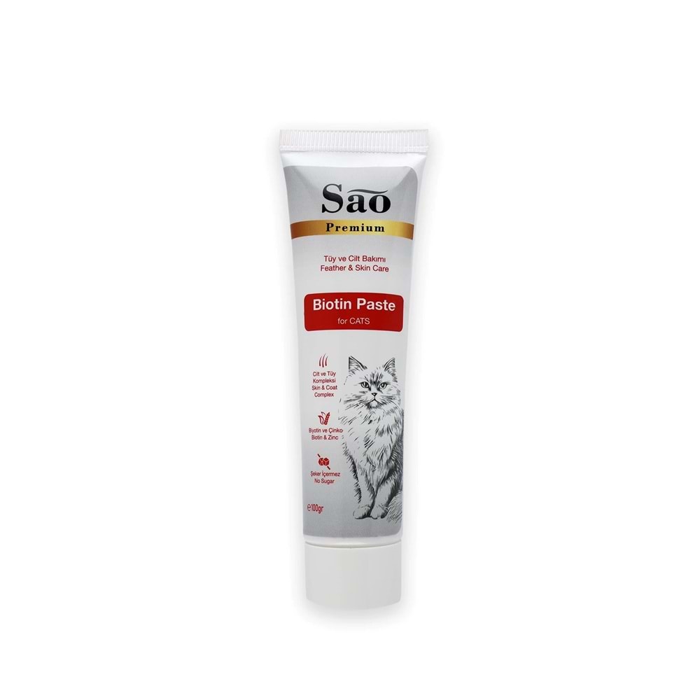 SAO Biotin Paste Kediler İçin Tüy Sağlığı Destekleyici Ve Tüy Dökülmesi Önleyici Malt Macun 100 gr